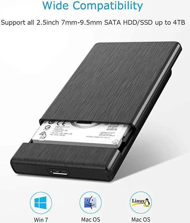 Alt view image 5 of 7 - USB30 to SATA III 25 External Hard Drive Enclosure for 7mm and 95mm 25 Inch SATA HDDSSD Tool Free UASP Supported Black2189U3