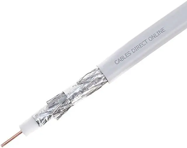 Alt view image 2 of 3 - 500FT White RG6 Quad Shielded Coax Cable Satellite TV Coaxial Wire 18 AWG Copper Clad Steel Conductor Foam PE Core 60 Aluminum Braid PVC Jacket Reel in Box