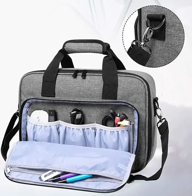 Alt view image 4 of 7 - Projector Case Projector Bag with Protective Laptop Sleeve Projector Carrying Case with Accessories Pockets Large16 x 115 x 575 Inches Gray