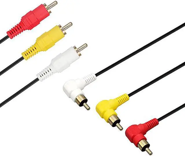 Alt view image 3 of 4 - RCA Cable15FT Premium Gold Plated 90 Degree Right Angle RCA AudioVideo Cable Male to Male Composite Video Audio AV AV Cable