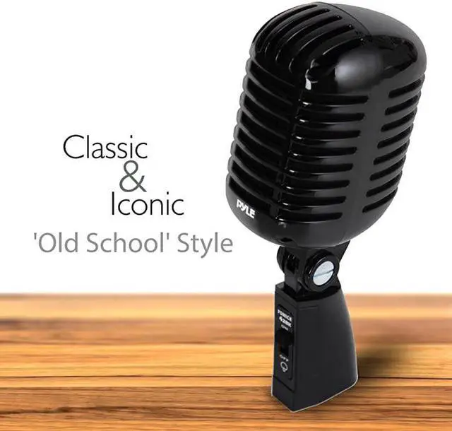Alt view image 2 of 7 - Classic Retro Dynamic Vocal Microphone Old Vintage Style Unidirectional Cardioid Mic with XLR Cable Universal Stand Compatible Live Performance In Studio Recording  Pro PDMICR42BK Black