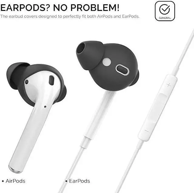 Alt view image 6 of 7 - 4 Pairs AirPods Ear Tips Silicone Earbuds CoverNot Fit in The Charging Case Compatible with Apple AirPodsAirPods 2 EarPods 2 Pair Large 2 Pairs Small Black