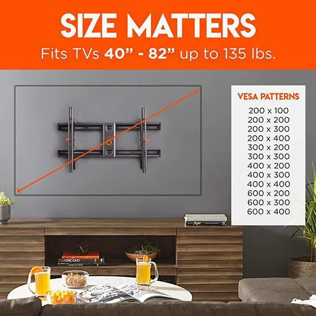 Alt view image 3 of 7 - Tilting TV Wall Mount with Low Profile Design for 40" - 90" TVs - Eliminate Glare with 10º of Smooth Tilt - Slides to Center Between Studs & Can Be Leveled After Install