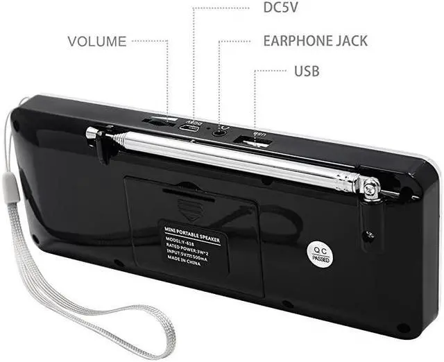 Alt view image 4 of 7 - Multifunction Digital FM Radio Media Speaker MP3 Music Player Support TF Card USB Drive with LED Screen Display and Setting Timing Shutdown Function Black