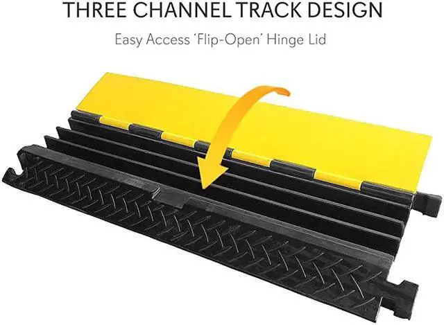Alt view image 2 of 7 - Durable Ramp Supports 33000lbs Three Channel Heavy Duty Cord Protection wFlipOpen Top Cover 354 x 136 x 196 Cable Concealer for Indoor Outdoor Use PCBLCO105