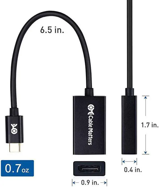 Alt view image 5 of 7 - USB C to DisplayPort Adapter with 8K HDR DisplayPort 1.4 - USB Type C and Thunderbolt 3 Port Compatible with Oculus Rift S, MacBook Pro, Dell XPS, Surface Pro and More