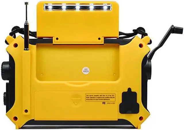 Alt view image 6 of 7 - KA500 5way Powered Solar PowerDynamo Crank Wind Up Emergency AMFMSWNOAA Weather Alert Radio with FlashlightReading Lamp and Cellphone Charger Yellow