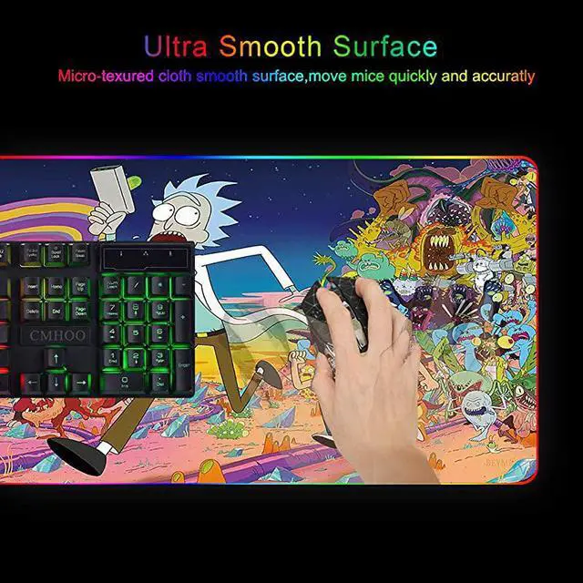 Alt view image 5 of 7 - RGB Gaming Mouse Pad Large Mouse Mat  315 X 118 Inch Extra LED Extended Mousepad NonSlip Rubber Base Mouse Keyboard Mat 80x30 Rikrun