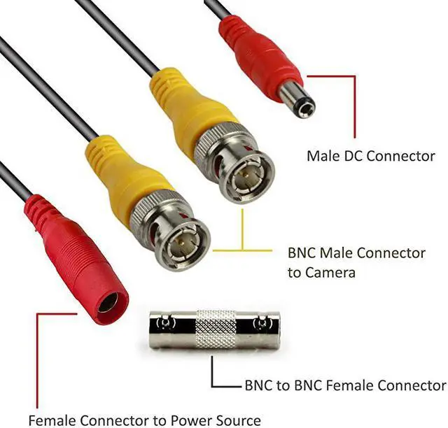 Alt view image 2 of 6 - 100ft PreMade AllinOne BNC Video and Power Cable with Connector for Surveillance CCTV Security Camera Video System Black