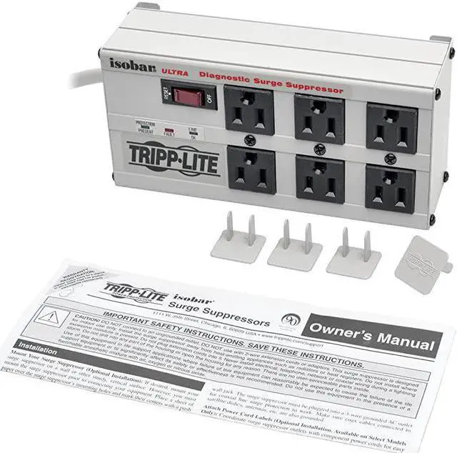 Alt view image 4 of 5 - ISOBAR6Ultra Isobar 6 Outlet Surge Protector Power Strip, 6ft Cord, Right-Angle Plug, Metal, Lifetime Limited Warranty & $50,000 Insurance White