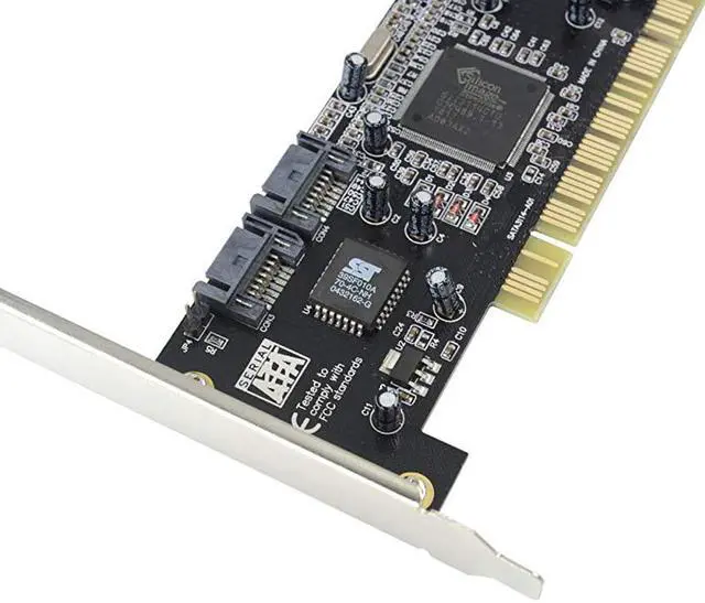 Alt view image 5 of 5 - 4 Ports PCI SATA Raid Controller Internal Expansion Card with 2 Sata Cables PCI to SATA Adapter Converter for Desktop PC Support HDD SSD