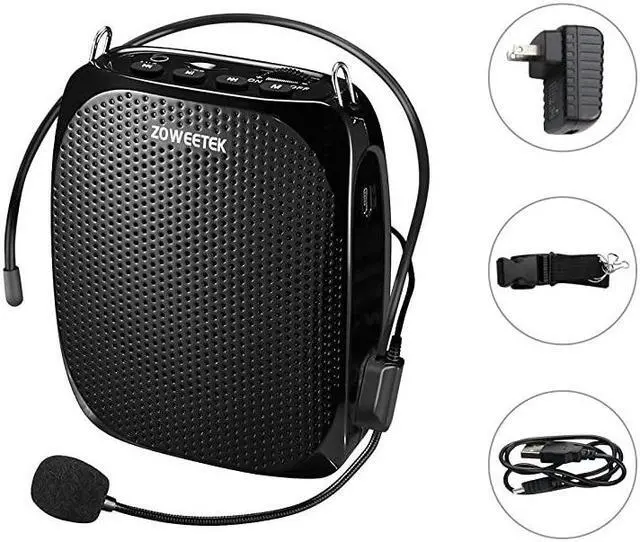Main image of Portable Rechargeable Mini Voice Amplifier with Wired Microphone Headset and Waistband Supports MP3 Format Audio for Teachers Singing Coaches Training Presentation Tour Guide