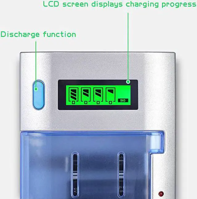Alt view image 2 of 7 - LCD Universal Battery Charger for AA AAA C D 9V NiMH NiCD Rechargeable Batteries with Discharge Function
