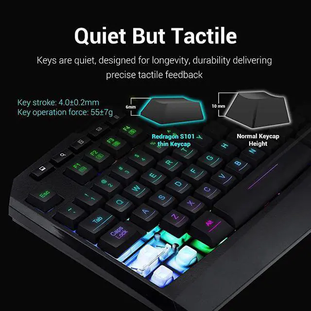 Alt view image 4 of 7 - S101 Wired Gaming Keyboard and Mouse Combo RGB Backlit Gaming Keyboard with Multimedia Keys Wrist Rest and Red Backlit Gaming Mouse 3200 DPI for Windows PC Gamers Black