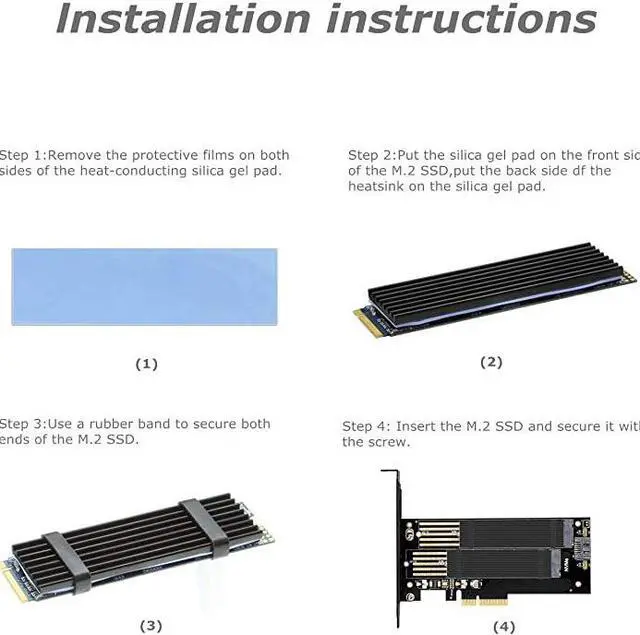 Alt view image 7 of 7 - M.2 PCIE Adapter for SATA or PCIE NVMe SSD with Advanced Heat Sink Solution,M.2 SSD NVME (m Key) and SATA (b Key) 22110 2280 2260 2242 2230to PCI-e 3.0 x 4 Host Controller Expansion Card