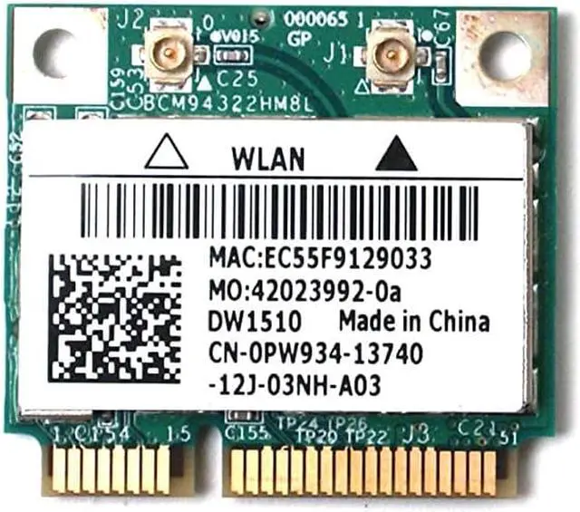 Alt view image 3 of 3 - Genuine PW934 Boardcom PCI Express Mini 80211 abgn WiFi Mini Card For Latitude XT2 XT2XFR 2100 E4200 E4300 E5400 E5410 E5500 E5510 E6400 E6400 ATG E6400 XFR E6500 Studio 15 1535 1537 17 1735 1736 173