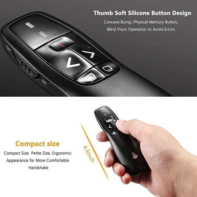 Alt view image 4 of 7 - Clicker Remote Laser Pointer Wireless USB Presenter Slideshow PowerPoint Clicker Compatible with Win10MAC Support PPTKeynoteGoogle Slides K100B