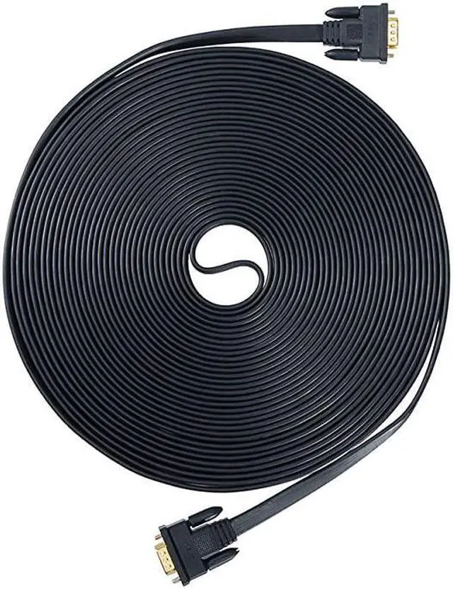 Alt view image 6 of 6 - 15M Ultra Thin Flat Type Computer Monitor VGA Cable Standard 15 Pin Male to Male VGA Wire 50 Feet