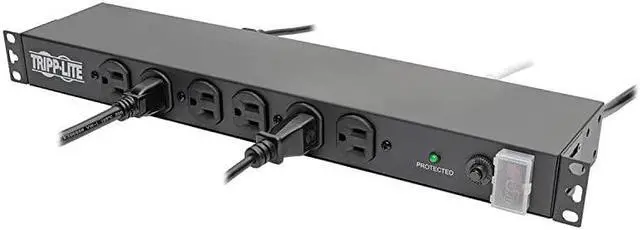Alt view image 3 of 6 - 14 Outlet NetworkGrade Rackmount PDU 15A Surge Protected Power Strip 15ft Cord with 515P DRS1215Black