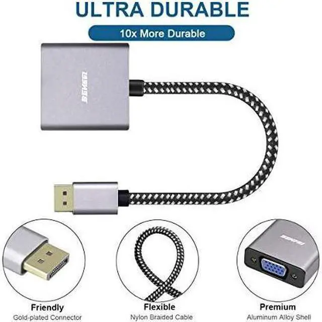 Alt view image 4 of 6 - DisplayPort to VGA  DisplayPort to VGA Adapter Male to Female GoldPlated Adapter