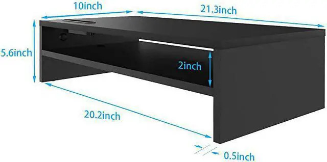 Alt view image 6 of 7 - Wood Monitor Stand Riser 2 Tiers Desk TV Shelf with Cellphone Holder Ergonomic Laptop Printer Stand with Cable Management for Laptop Computer Notebook iMac PC 213 inches Black
