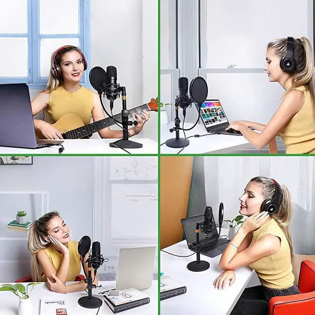 Alt view image 5 of 7 - USB Microphone Kit 192KHZ24BIT  AUA04T PC Condenser Podcast Streaming Cardioid Mic Plug Play for Computer YouTube Gaming Recording