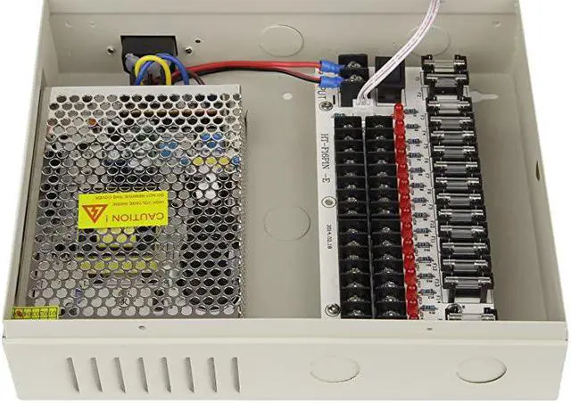 Alt view image 2 of 7 - 16 Channel Port 12V DC 10 Amp Amper with Glass Fuse Distributed Power Supply Box for CCTV DVR Security System and Camera or IP Cameras