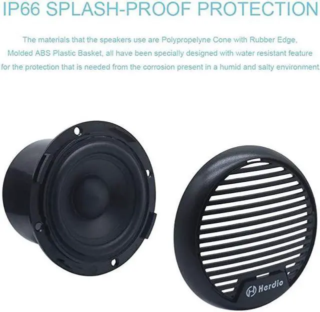 Alt view image 4 of 6 - 3 Inch Waterproof Marine Speakers 2 Way Full Range Audio Stereo System Motorcycle Speaker with MAX Power 140 W Pair for MotorcycleBoatUTVATVGolf CartsPowersportsCARSPAHottubBlack