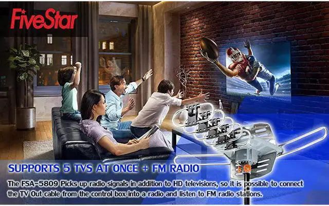 Alt view image 3 of 7 - HDTV Antenna Digital Outdoor Antenna 150 Miles Range360 Degree Rotation Wireless RemoteSnapOn Installation Support 5 TVs with Installation kit and Mounting Pole