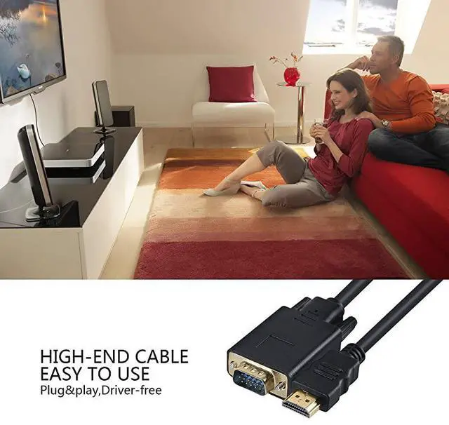 Alt view image 3 of 5 - HDMI to VGA Adapter Cable VGA to HDMI Adapter Monitor DSUB to HDMI 15 Pin to HDMI Adapter Male to VGA Male Connector Cord Transmitter oneWay Transmission for Computer PC