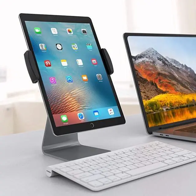 Alt view image 7 of 7 - Tablet Holder Stand Compatible 2020 iPad Pro 360° Rotatable Aluminum Alloy Desktop Holder Tablet Stand Compatible Samsung Galaxy Tab ProS iPad Pro105 97quot 129 iPad Air Surface Pro4 Gray