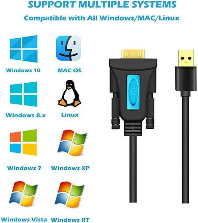 Alt view image 4 of 7 - 4 Port Professional FTDI CHIP USB to Serial RS232 DB9 Adapter Converter Serial Cable 9Pin Male to Male with Thumbscrews
