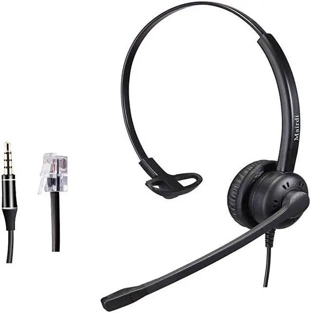 Main image of Headset with RJ9 Jack for Cisco PhoneIncluding 35mm Connector for Cell Phone PC Laptops Mono Telephone Headset with Noise Cancelling Microphone for Call Centers Landline Deskphone