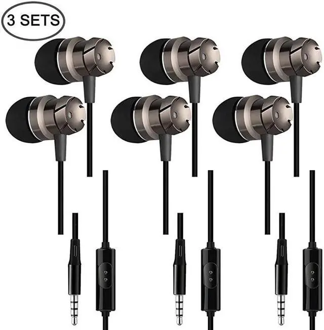 Main image of 3 Packs Earbud Headphones with Remote Microphone  in Ear Earphone Stereo Sound Noise Isolating Tangle Free for Smartphones Laptops Gaming Fits All 35mm Interface Device