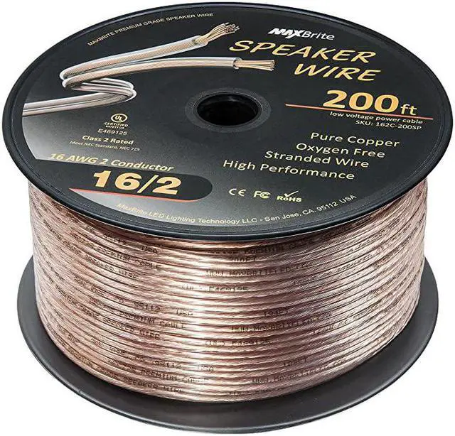 Alt view image 2 of 4 - Performance 16 Gauge Speaker Wire Oxygen Free Pure Copper UL Listed Class 2 200 Feet Spool
