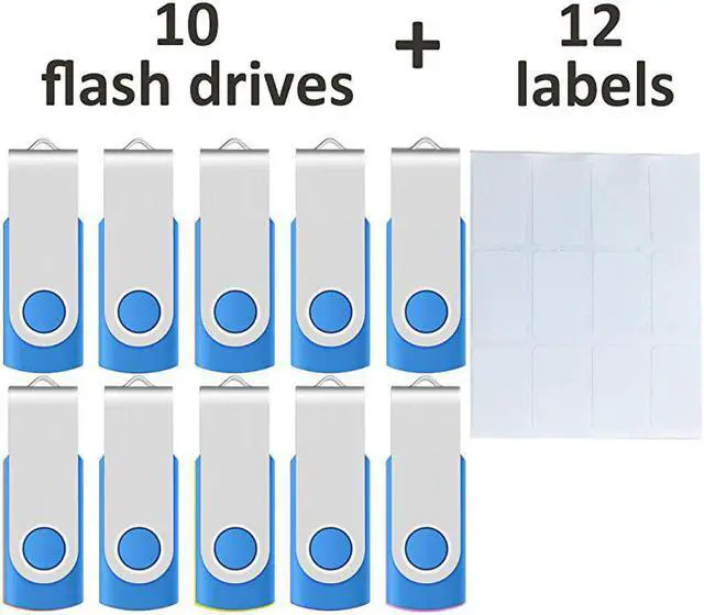Alt view image 2 of 7 - 16GB USB 20 Flash Drives Blue Memory Stick Swivel Thumb Drives 16 GB Jump Drives with LED Indicators 10 Pack with 12 x White Labels for Marking Uploaded Content