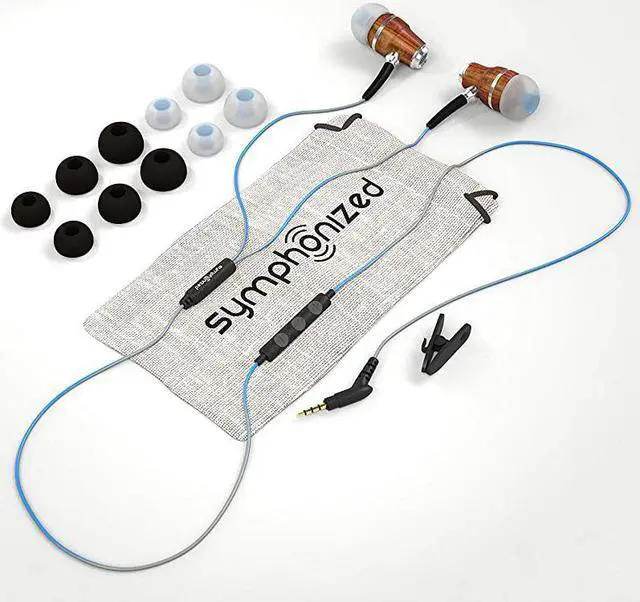 Alt view image 3 of 5 - NRG 30 Wood Earbuds Wired In Ear Headphones with Microphone for Computer amp Laptop Ear Phones for Android with Stereo Sound Blue amp Gray