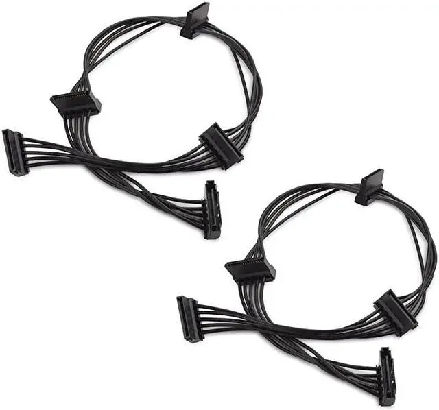 Main image of 2Pack 15 Pin SATA to 4 SATA Power Splitter 18 Inches