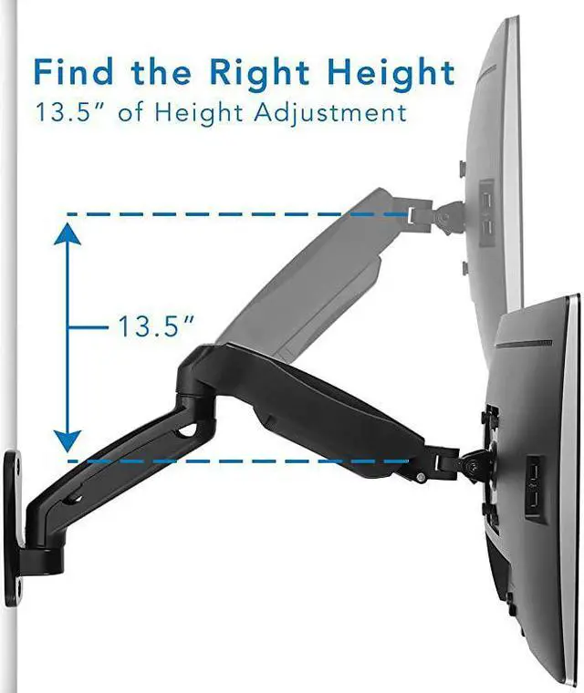 Alt view image 3 of 7 - Monitor Wall Mount Arm | VESA Wall Mount Monitor Arm | Full Motion Gas Spring Arm Fits 13 15 17 19 20 22 23 24 27 30 32 Inch Screens with 75 or 100 VESA Patterns | Camper RV Compatible