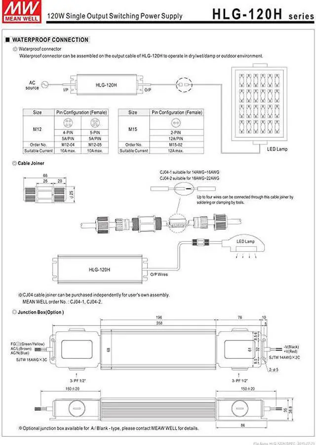 Alt view image 7 of 7 - LED Driver Single Output Switching Power Supply 120 Watt 48V 25A A Model 120 Watt HLG120H48A