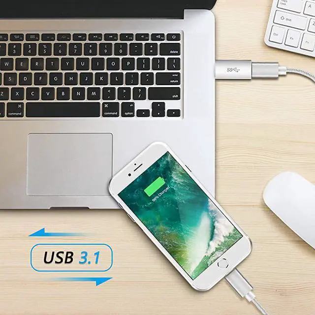 Alt view image 6 of 7 - USB 3.1 Type C Female to USB A Male Adapter (2 Pack), Type A to C USB 3.1 Female to USB A Female Adapter Converter Support Data Sync and Charging
