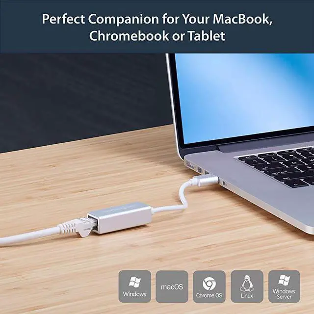 Alt view image 5 of 6 - com USB 30 to Gigabit Network Adapter Silver Sleek Aluminum Design for MacBook Chromebook or Tablet Native Driver Support USB31000SA Standard