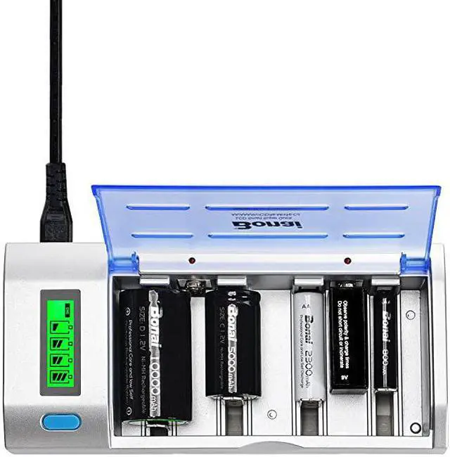 Alt view image 7 of 7 - LCD Universal Battery Charger for AA AAA C D 9V NiMH NiCD Rechargeable Batteries with Discharge Function