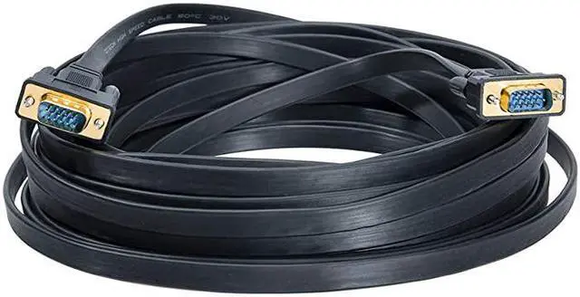 Alt view image 7 of 7 - 65ft Extra Long VGA to VGA Cable 15 Pin Male to Male Flat SVGA Cord for Computer to Monitor Full HD Video 20 Meter Black