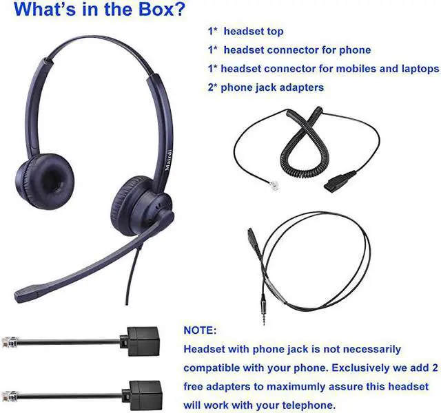 Alt view image 5 of 7 - Headset with Microphone Noise Cancelling with RJ9 Jack 35mm Connector for Office Call Center Landline Deskphone Cell Phone PC Laptop Work for Cisco 7941 7965 6941 7861 8811 8961