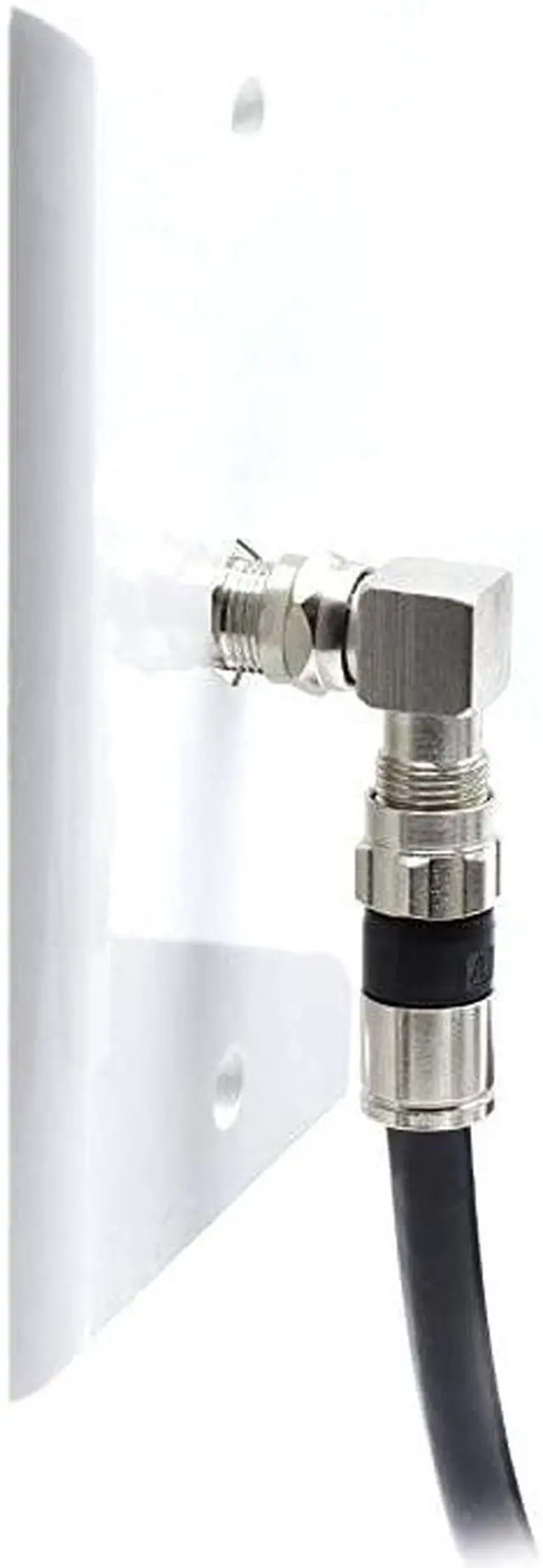 Alt view image 5 of 7 - Coaxial Cable Right Angle Connector | 100 Pack | for Tight Corners and Flat Panel TV Mounting 90 Degree F Type Adapter for Coax Cable and Wall Plates