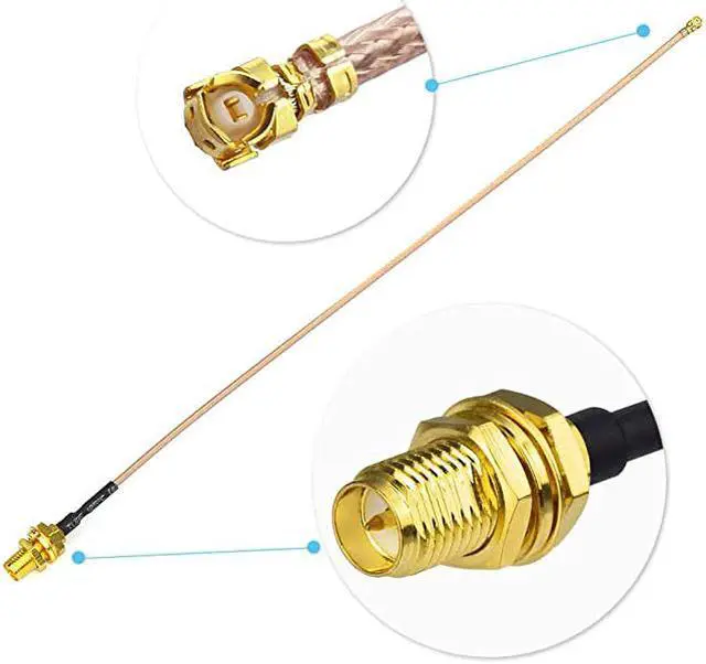 Alt view image 3 of 3 - RPSMA Female Bulkhead Mount to IPX IPEX UFL RG178 WiFi Antenna Adapter Cable 30cm12 inch 2Pack for Wireless Mini PCI Express PCIE Network Card WiFi Adapter FPV UAV Drone Transmitter