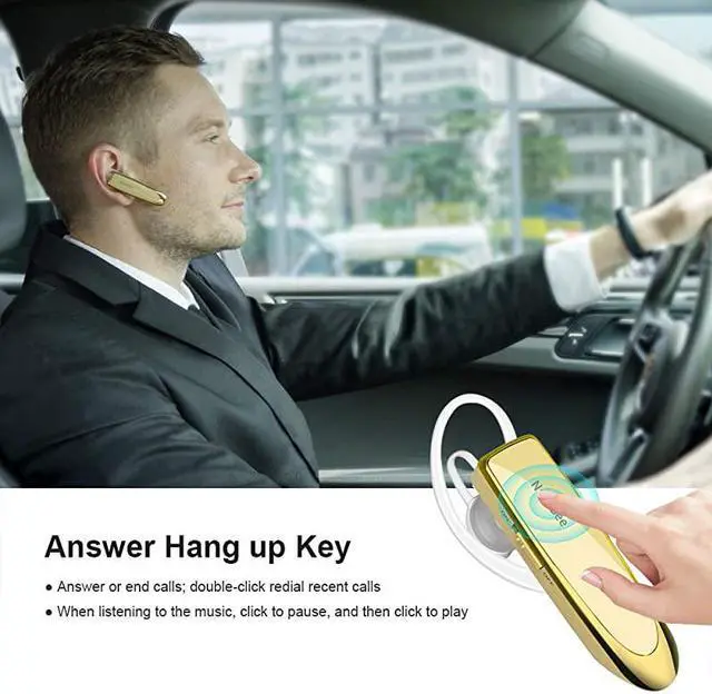 Alt view image 6 of 7 - Bluetooth Earpiece V50 Wireless Handsfree Headset 24 Hrs Driving Headset 60 Days Standby Time with Noise Cancelling Mic Headsetcase for iPhone Android Samsung Laptop Truck Driver White Gold