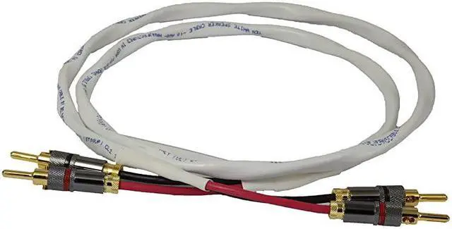 Alt view image 2 of 2 - Ten White Speaker Cable with Welded Locking Bananas 8 Foot Single Cable for one Speaker Assembled in The USA
