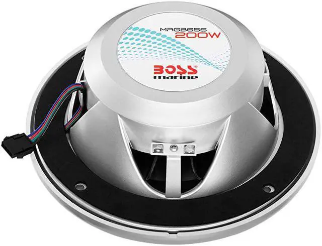 Alt view image 5 of 6 - MRGB65S 65 Inch Marine Speakers Weatherproof 200 Watts Per Pair 100 Watts Each MultiColor Illumination Full Range 2 Way Sold In Pairs SILVER